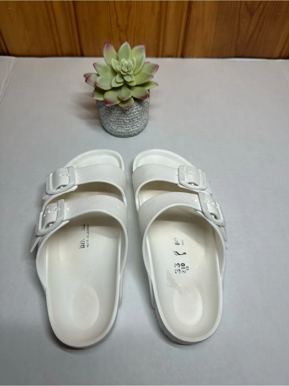 Birkenstock Kids White Two-Buckle EVA Slide Sandals